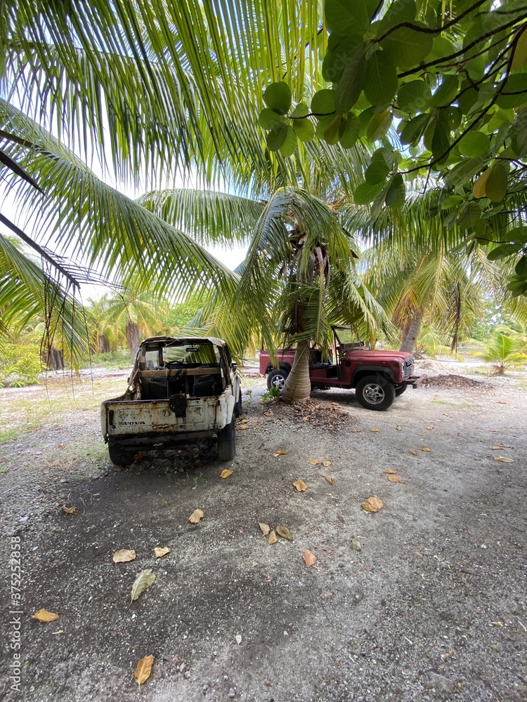 Voitures abandonnées à Rangiroa, Polynésie française