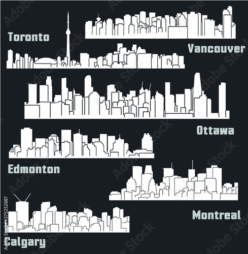 Set of 6 Cities of Canada (Ottawa, Montreal, Toronto, Calgary, Vancouver, Edmonton) 
