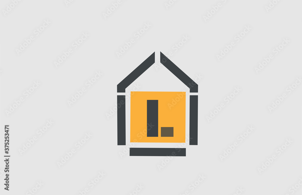 L alphabet letter icon logo. Business and company design with house contour. Real estate or home template L alphabet letter icon logo. Business and company design with house contour. Real estate or home template