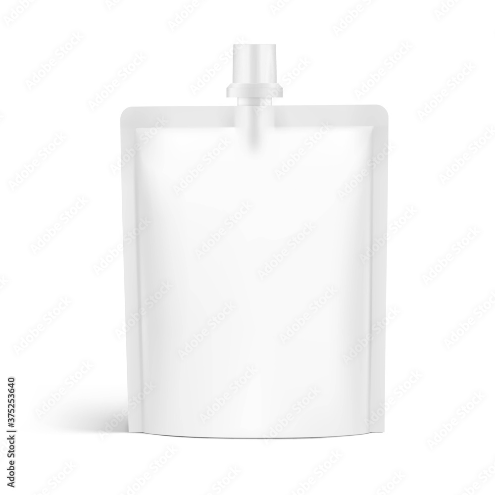 Food pouch bag isolated on white background. Vector illustration. Front view. Can be use for template your design, presentation, promo, ad. EPS10. Food pouch bag isolated on white background. Vector illustration. Front view. Can be use for template your design, presentation, promo, ad. EPS10.