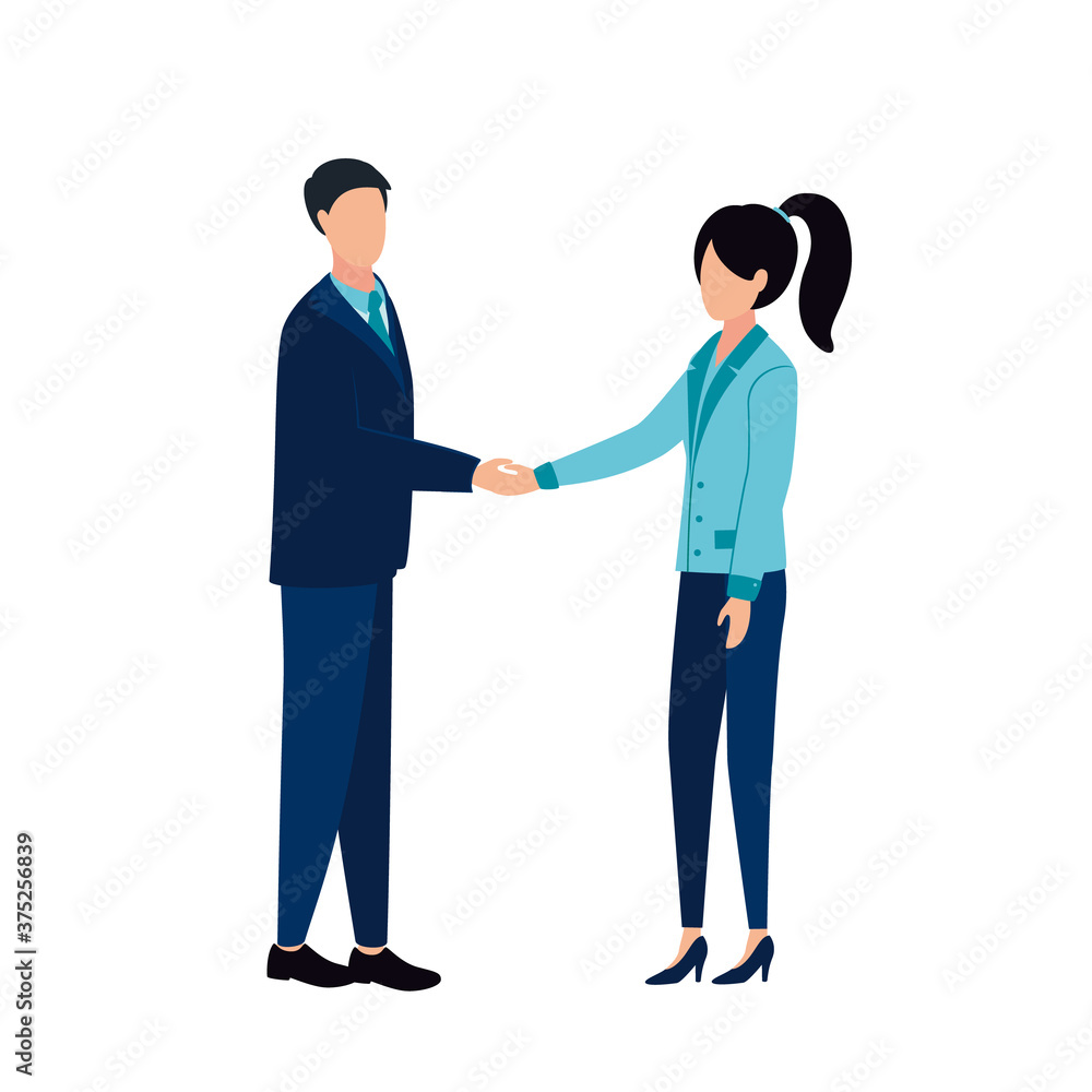 Vector illustration of a man and a woman shaking hands. Handshake of people. Vector illustration of a man and a woman shaking hands. Handshake of people.