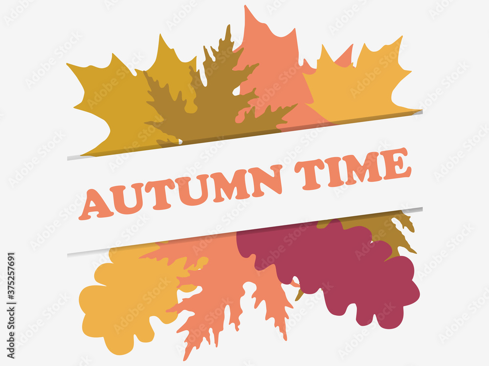Autumn time banner with yellowed falling leaves isolated on white background. Design a template for invitations, leaflets and greeting cards. Vector illustration Autumn time banner with yellowed falling leaves isolated on white background. Design a template for invitations, leaflets and greeting cards. Vector illustration