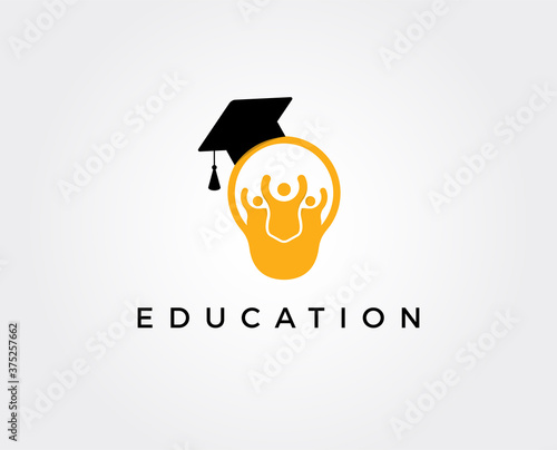 minimal education logo template - vector illustration
