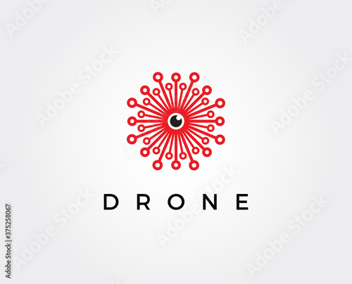 minimal drone logo template - vector illustration