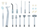 Image of dentist equipment and attachments vector illustration in a flat design.