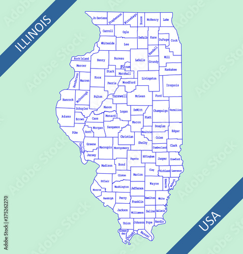 County map of Illinois USA photo