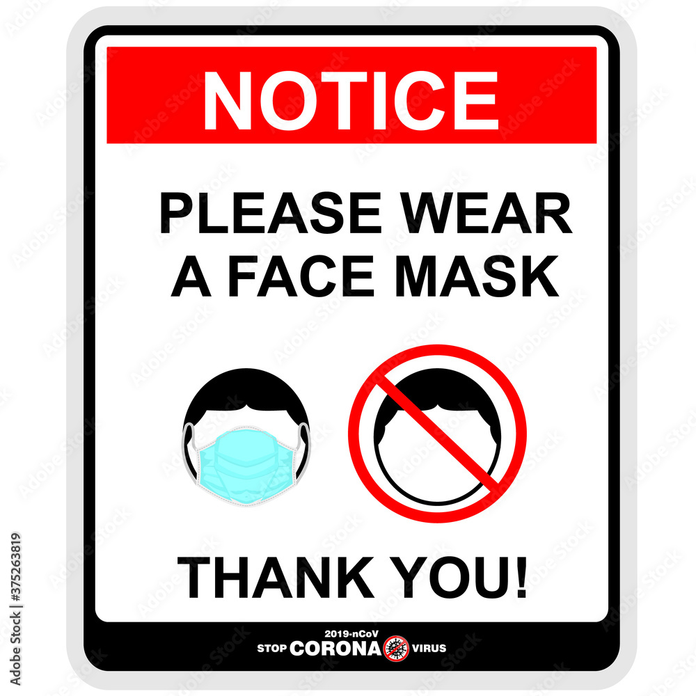 notice. please wear a face mask, poster vector Stock Vector Adobe Stock