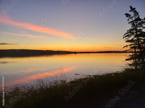 sunset over the river