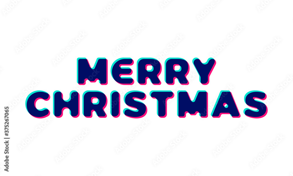 3d Stylish greeting card vector illustration isolated on white. merry christmas. Trendy geometric font.