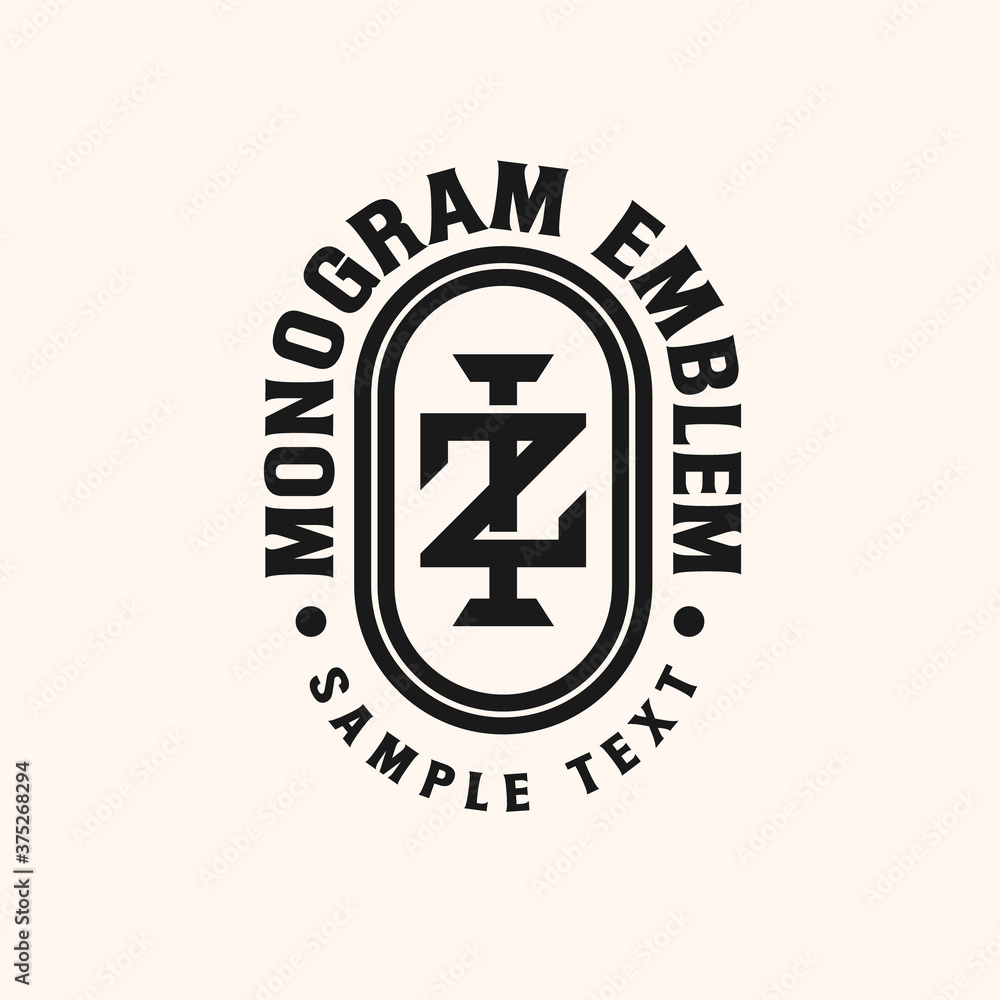 Initial IZ ZI Monogram Emblem Logo Template Initial IZ ZI Monogram Emblem Logo Template