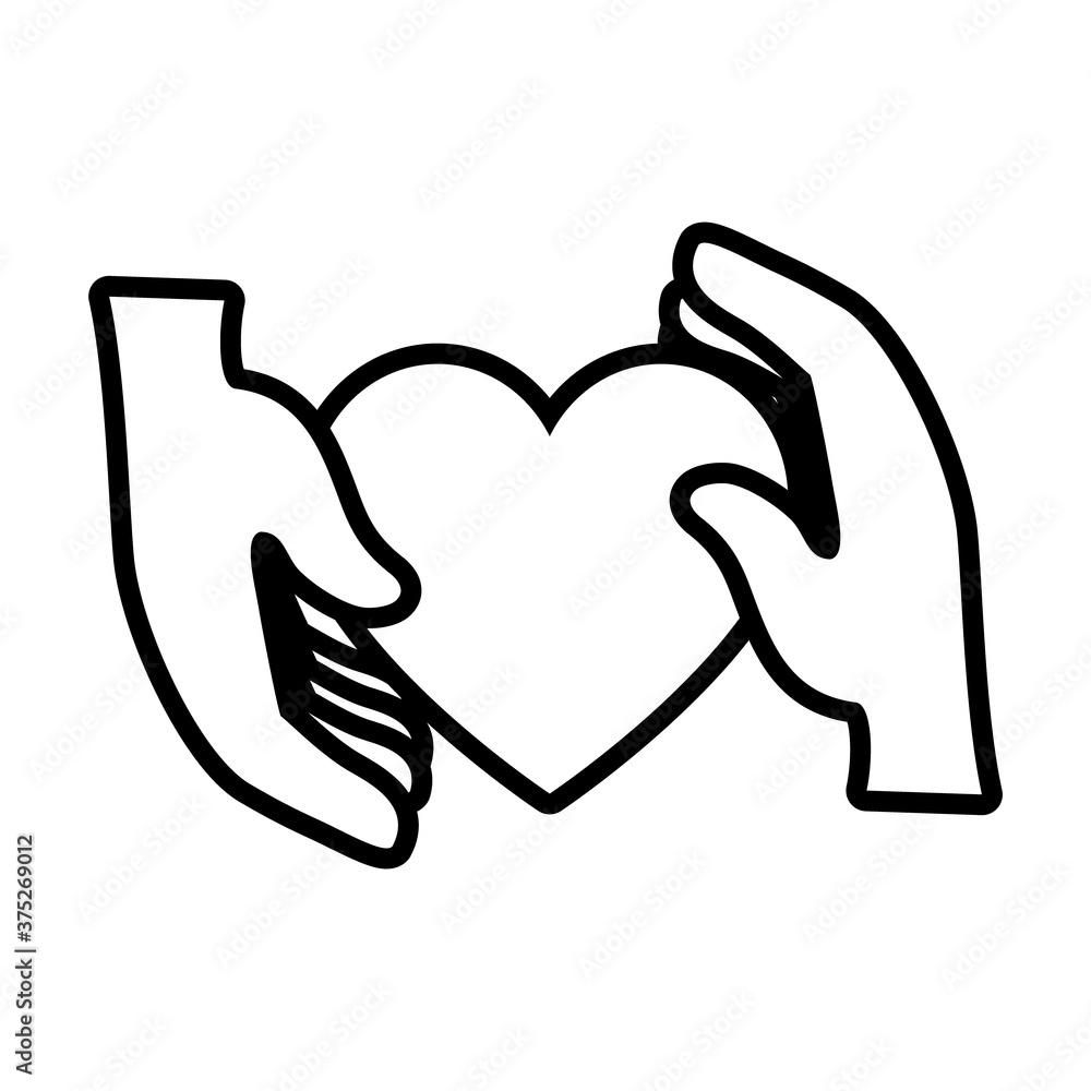 hands holding a heart icon, line style hands holding a heart icon, line style