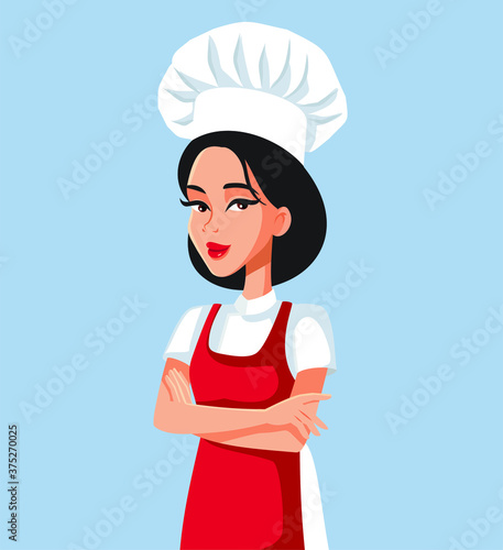 Asian Female Chef Standing with Arms Crossed