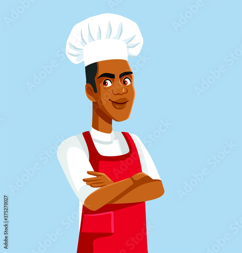 African Male Chef Standing with Arms Crossed