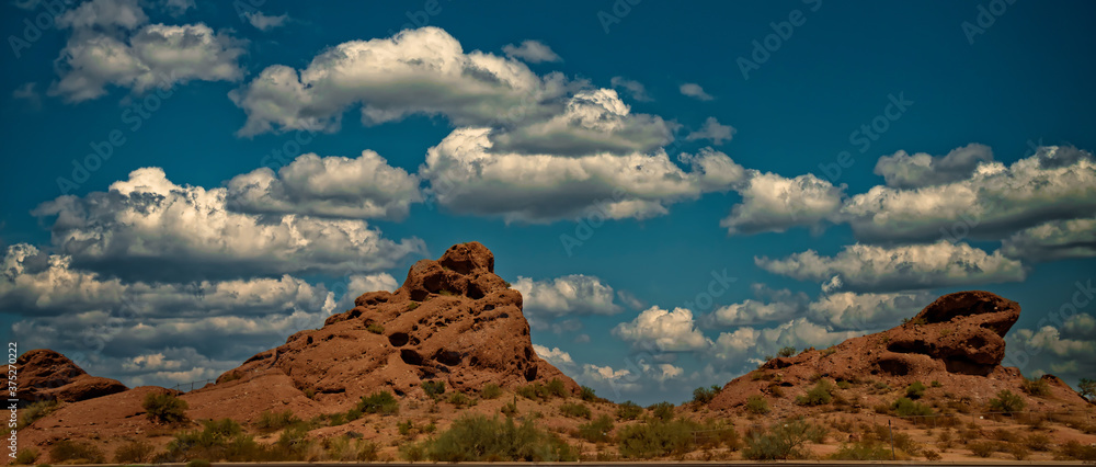 Red-Rock formations in Arizona called Papago Mountains
