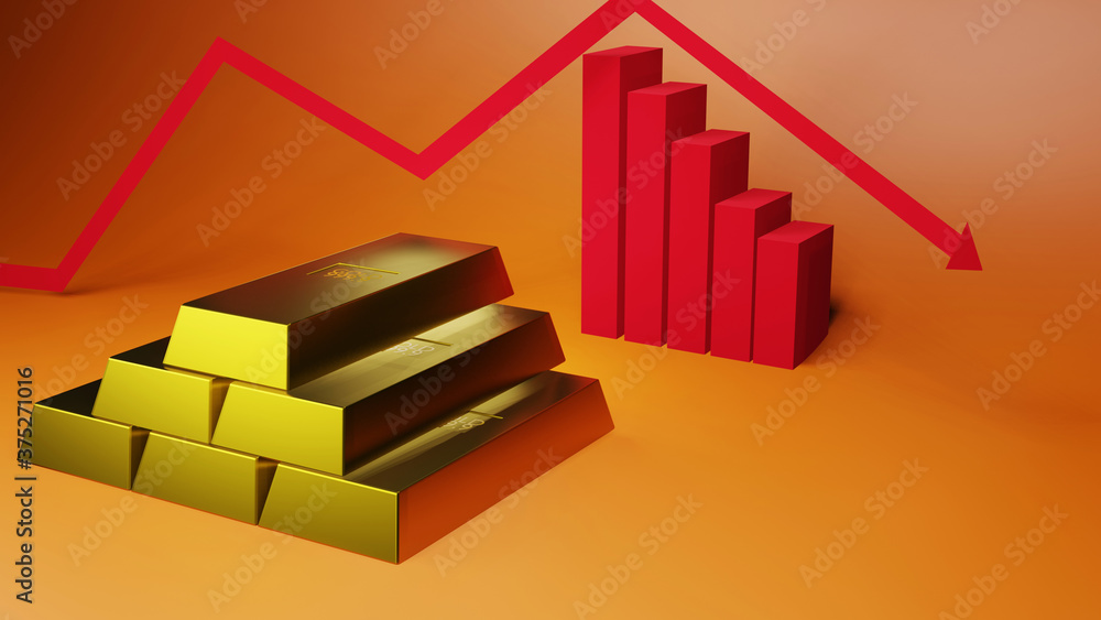 Gold bar 3d rendering Gold bar 3d rendering