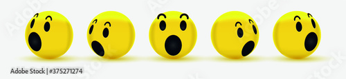 3D Wow Emoticon Icon Design for Social Network, Wondering smiley, Surprised emoji, shocked emoticon 3d