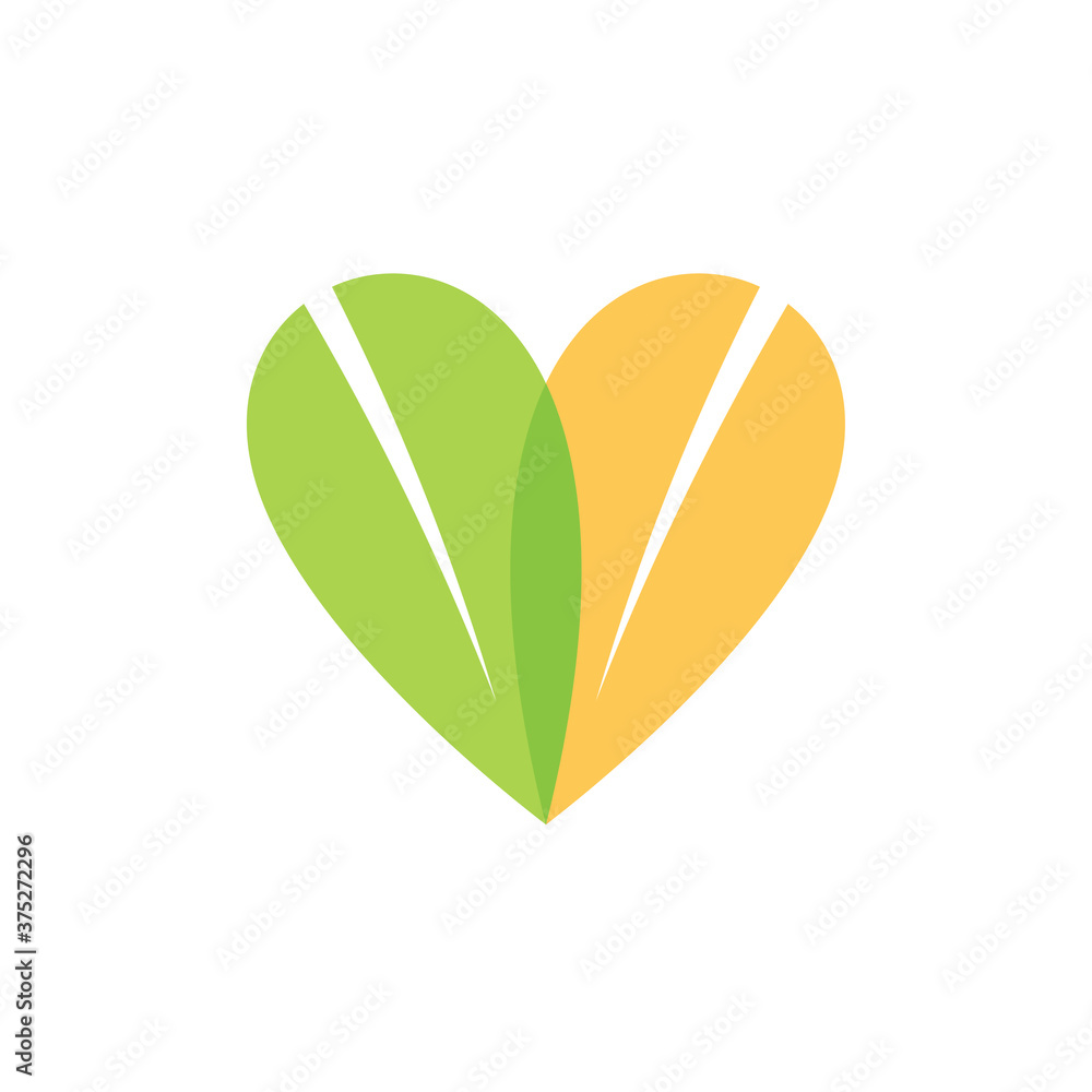 love and leaf logo, flat style design love and leaf logo, flat style design