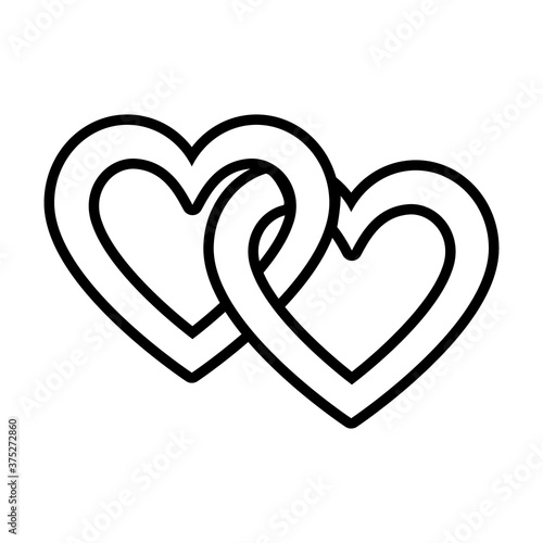 linked hearts icon, line style
