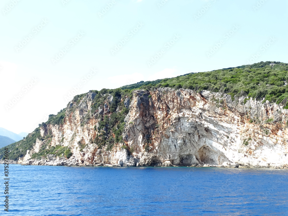 Landscape of Ionian islands in Ionian sea in the western Greece in summer season. Ionian islands are a group of islands in Greece.