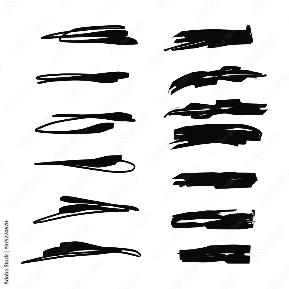 Set of handmade, hand drawn underline strokes isolated on white background EPS Vector Set of handmade, hand drawn underline strokes isolated on white background EPS Vector