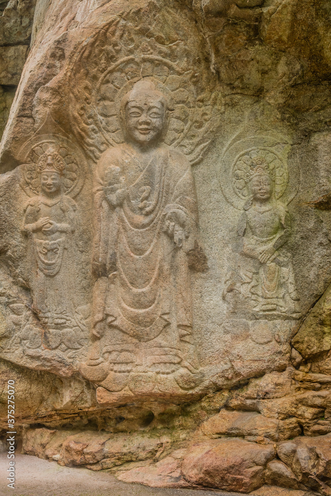 Rock-carved Buddha triad of Yonghyeon-ri