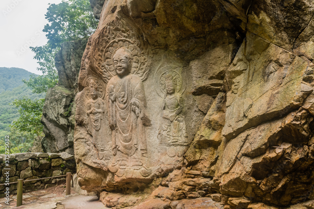 Rock-carved Buddha triad of Yonghyeon-ri
