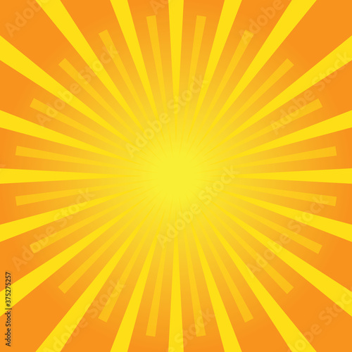 Sunburst retro sun rays yellow background. vector illustration