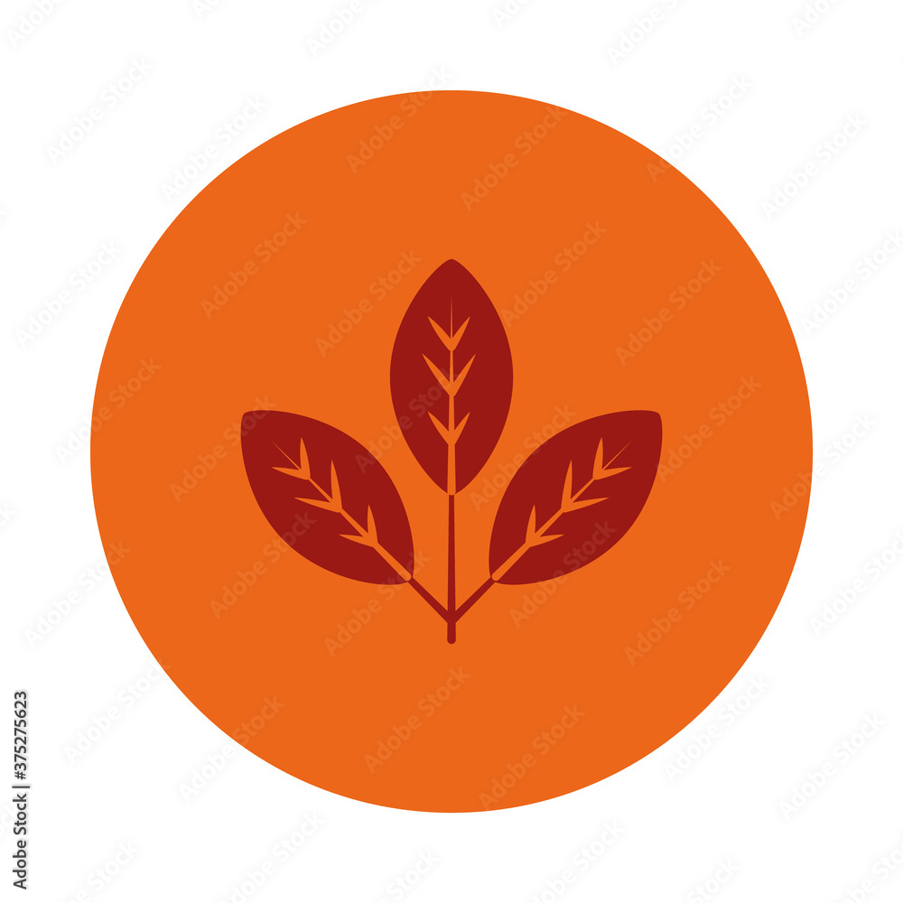 leaves over white background, block style leaves over white background, block style