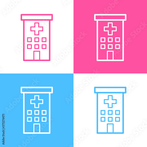Front view of medical, clinic building icon. Can be used for many purposes, website. Trendy style and editable vector. EPS.