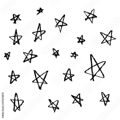Modern geometric star pattern, stars outline, roughly hand drawn, handmade background texture EPS Vector