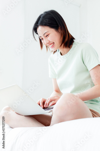 Women use computers at home