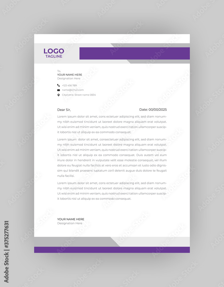 Simple Modern Creative & Clean business style Letterhead vector template design