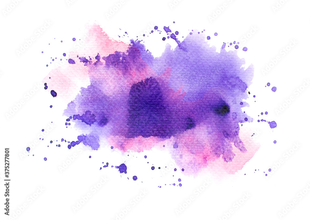 Obraz purple splashes of paint watercolor on paper.