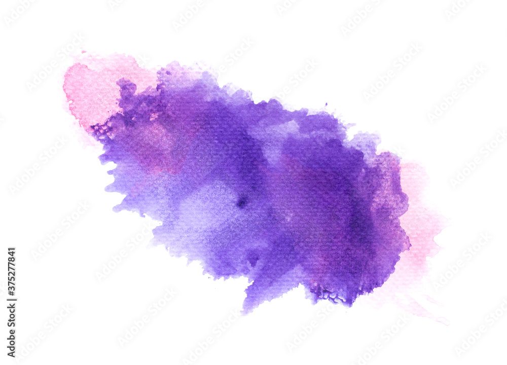 purple splashes of paint watercolor on paper.