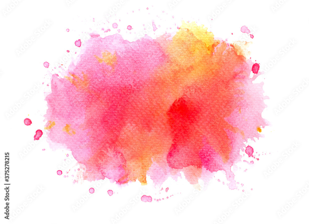pink splash of paint watercolor on white background.