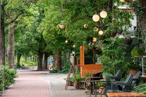 恵比寿の街並み、カフェのある通り/舗道/東京都渋谷区