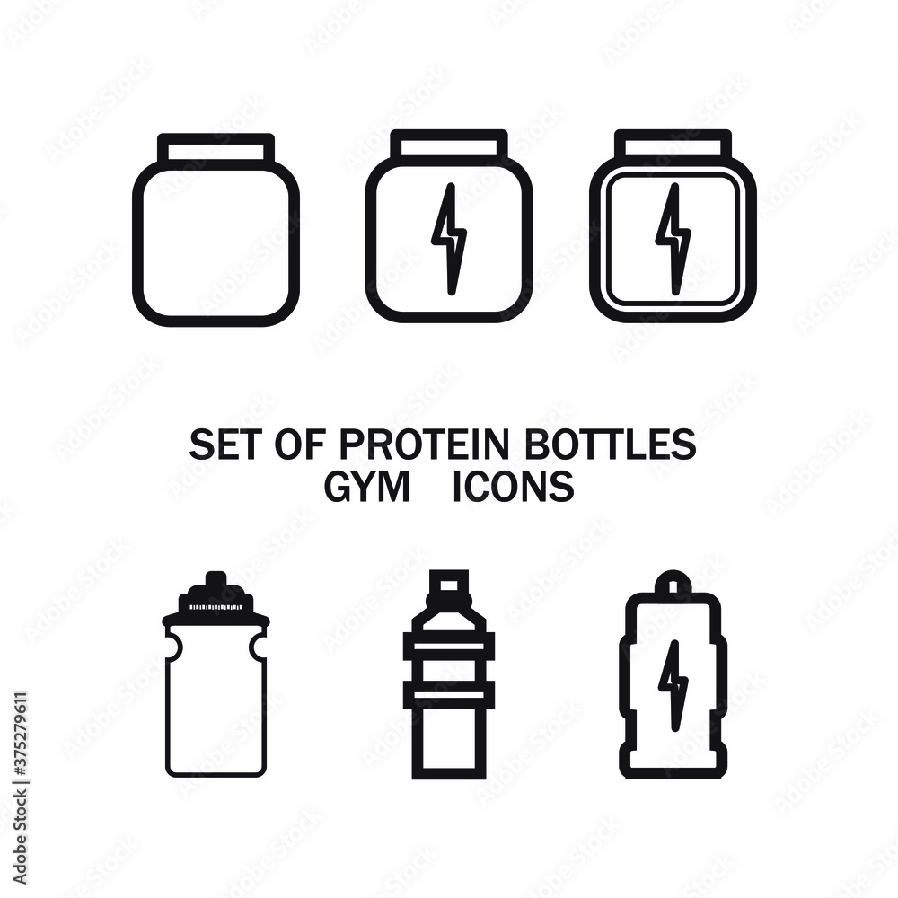 Fototapeta premium Set of protein boxes and bottles on white background EPS Vector