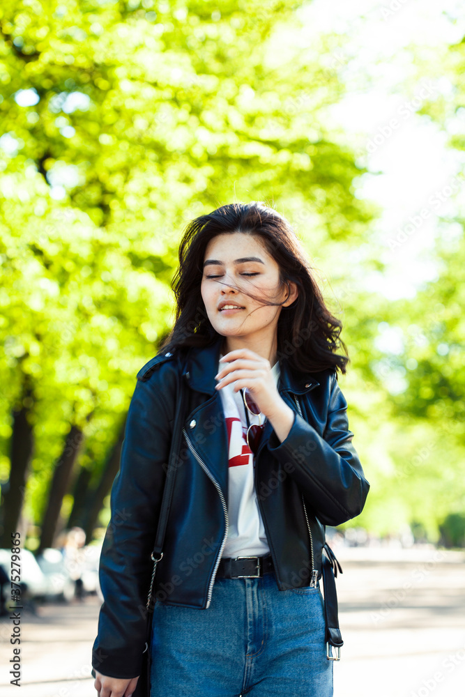 pretty young asian woman smiling cheerful in green park on summer sunny day, lifestyle people concept pretty young asian woman smiling cheerful in green park on summer sunny day, lifestyle people concept