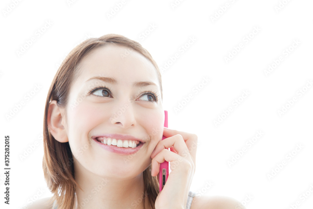 電話する女性 電話する女性