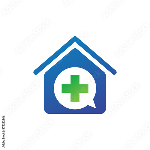 chat home health icon logo design vector concept template