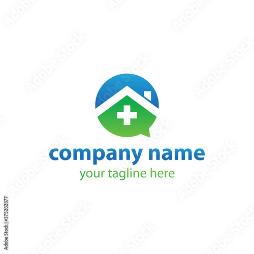 chat home health icon logo design vector concept template