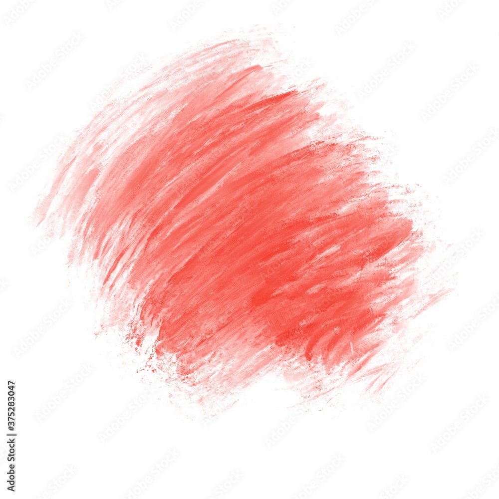 A red smear of paint on a white background, drawn manually in the Procreate program
