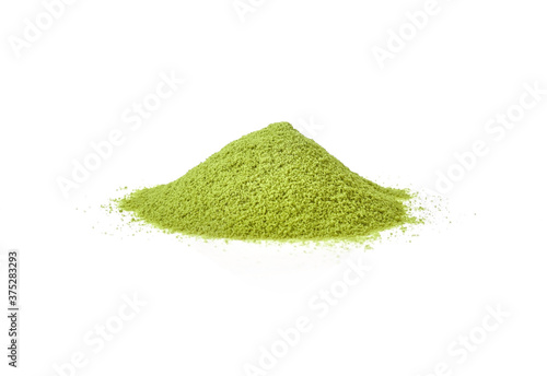 powdered green tea isolated on white background.