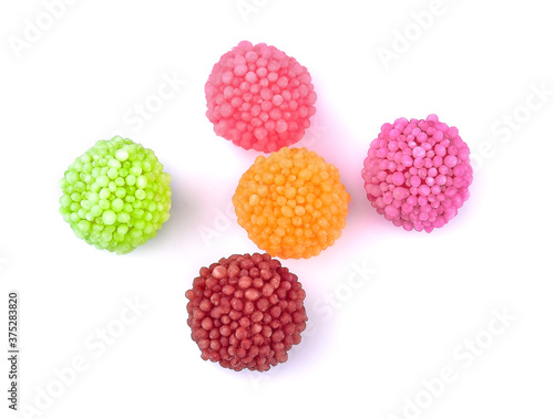 Obraz na płótnie Colorful jelly beans isolated on white background. w salonie