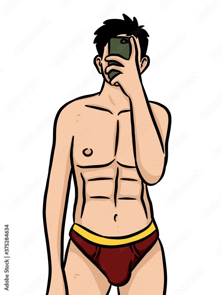 Fototapeta premium cartoon cute man on white background