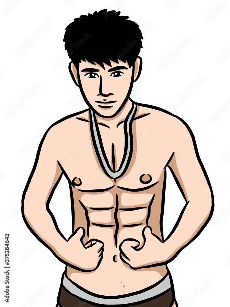 Fototapeta premium cartoon cute man on white background