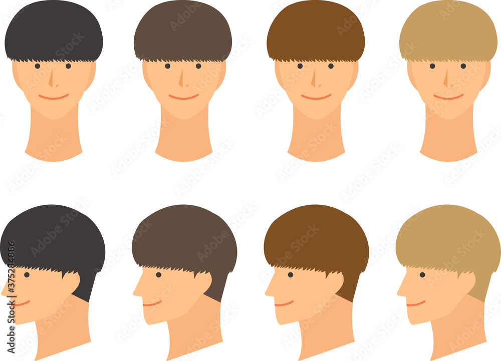 男性のヘアスタイルパターンイラスト マッシュヘア ベクター素材 男性のヘアスタイルパターンイラスト マッシュヘア ベクター素材