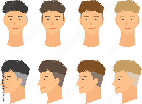 男性のヘアスタイルパターンイラスト　ツーブロック　ベクター素材