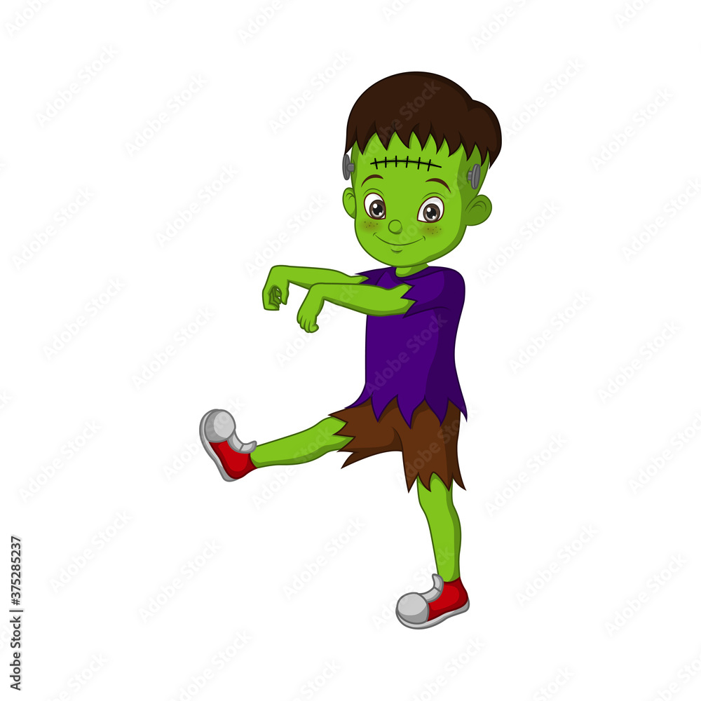 Cartoon zombie kid isolated on white background Cartoon zombie kid isolated on white background