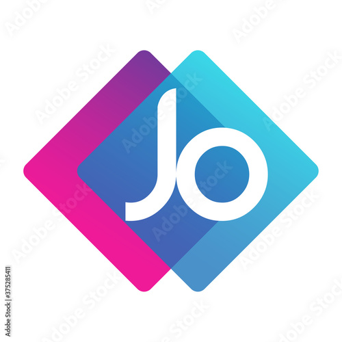 Letter JO logo with colorful geometric shape, letter combination logo design for creative industry, web, business and company.